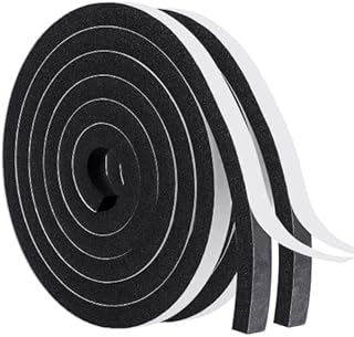 MAGZO Foam Weather Stripping 12 mm (W) x 12mm (T), Draught Excluder Tape Window Insulation Door Seal Tape 2M x 2 Rolls (Total 4M)