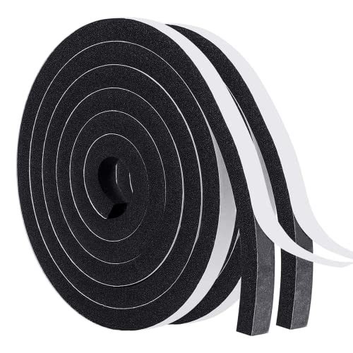 Image of MAGZO Weather Stripping Door Seal, 1 /2 Inch Wide X 1 /2 Inch Thick Adhesive Foam Tape Soundproof Weatherstripping for Windows, 2 Rolls Total 13FT Black
