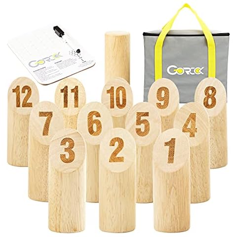Gorock Numbered Block Toss Games, Wooden Bowling Throwing Game Set with Scoreboard & Carrying Bag, Giant Outdoor Backyard Lawn Games for Kids Adults Family Cover