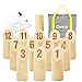 Gorock Numbered Block Toss Game, Wooden Bowling Throwing Game Set with Scoreboard & Carrying Bag, Giant Outdoor Backyard Lawn Game for Kids Adults Family