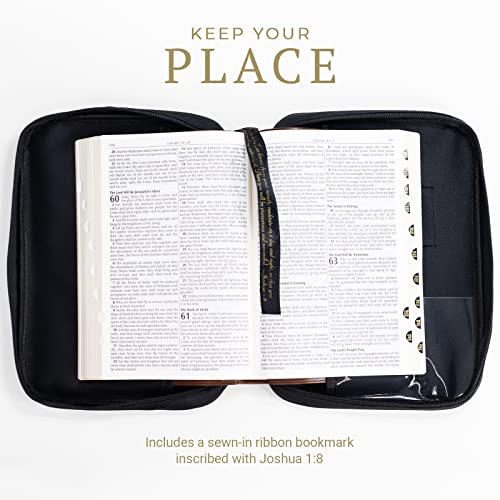 Divinity Boutique Canvas Bible Case - Black Bible Cover For Men And Women - Fabric Zippered Bag With Pockets. Fits Up Bibles Sized 8.25" X 5.50" X 1" #TOP5