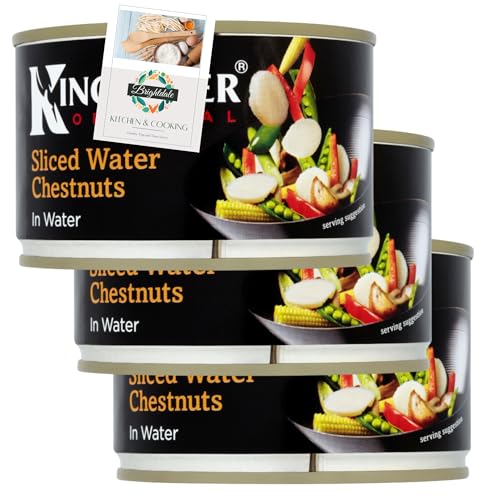 Stir Fry Water Chestnuts Bundle with Kingfisher Sliced Chestnuts in Water 225g 3 Pack + Brightdale Kitchen Booklet