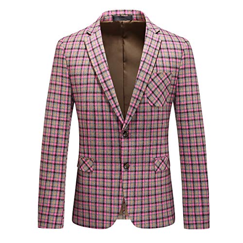UNINUKOO Mens Suit Jacket Plaid Corduroy Casual Slim Fit Blazer Vintage Stylish Single Breasted Sport Coats Daily Wear