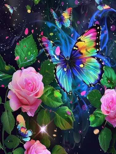 Broderie diamant kit complet diy roses et papillons pour donner vie à vos murs 5d