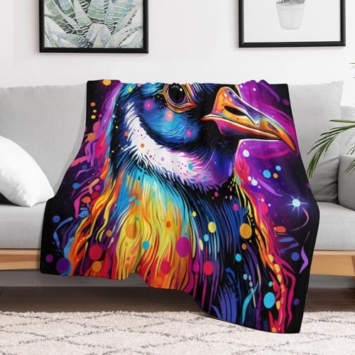 Manta de pingüinos acogedora para tardes de sofá y descanso en casa 3