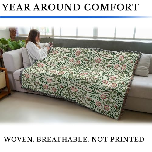 Image of Pure Country Weavers William Morris Sweetbriar Blanket - Arts & Crafts - Gift Tapestry Throw Woven from Cotton - Made in the USA (72x54) Original