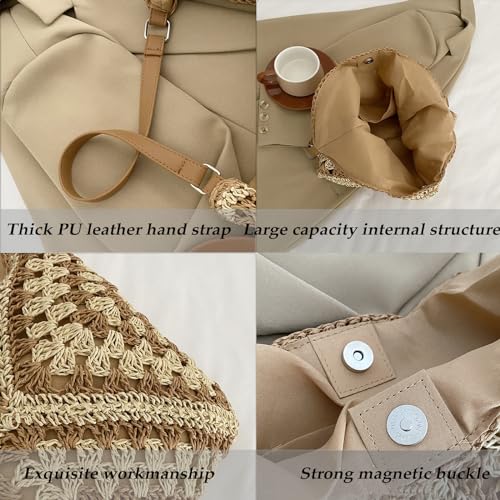 Bolso Hobo de Paja para Mujer Tote de Playa Grande miniatura 5