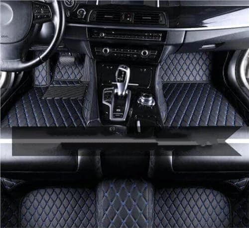 Tapis de sol en cuir pour Jaguar XJL 4 places 2010-2018 conduite à droite RHD noir bleu