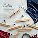 ZOBER High-Grade Wooden Pants Hangers with Clips 10 Pack Non Slip Skirt Hangers, Smooth Finish Solid Wood Jeans/Slack Hanger with 360° Swivel Hook - Pants Clip Hangers for Skirts