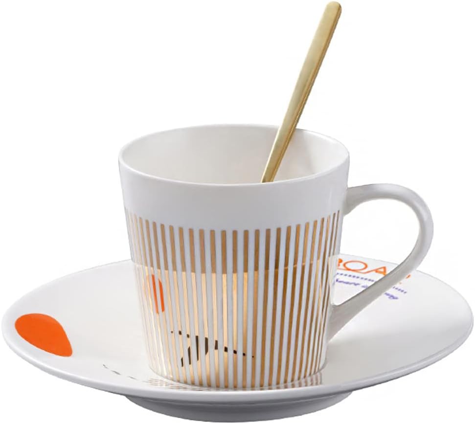 Marabou Coffee Cup and Saucer Set 10oz Creative Art Mirage Inverted Image Cup Luxury Porcelain Teacup Saucer for Coffee Milks Cappuccino Espresso Tea Nice Gifts