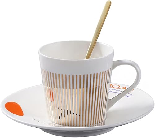 Marabou - Juego de taza de café y platillo de 10 onzas Creative Art Mirage con imagen invertida, platillo de porcelana de lujo para café, leches,