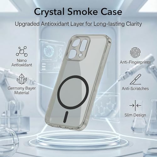 Image of Jkobi Lifetime Anti-Yellow MagSafe Compatible Clear Back Cover Case for Oppo Reno14 Pro 5G | Oppo Reno 14 Pro 5G (Sleek Hard Crystal | Shockproof and Camera Protection)