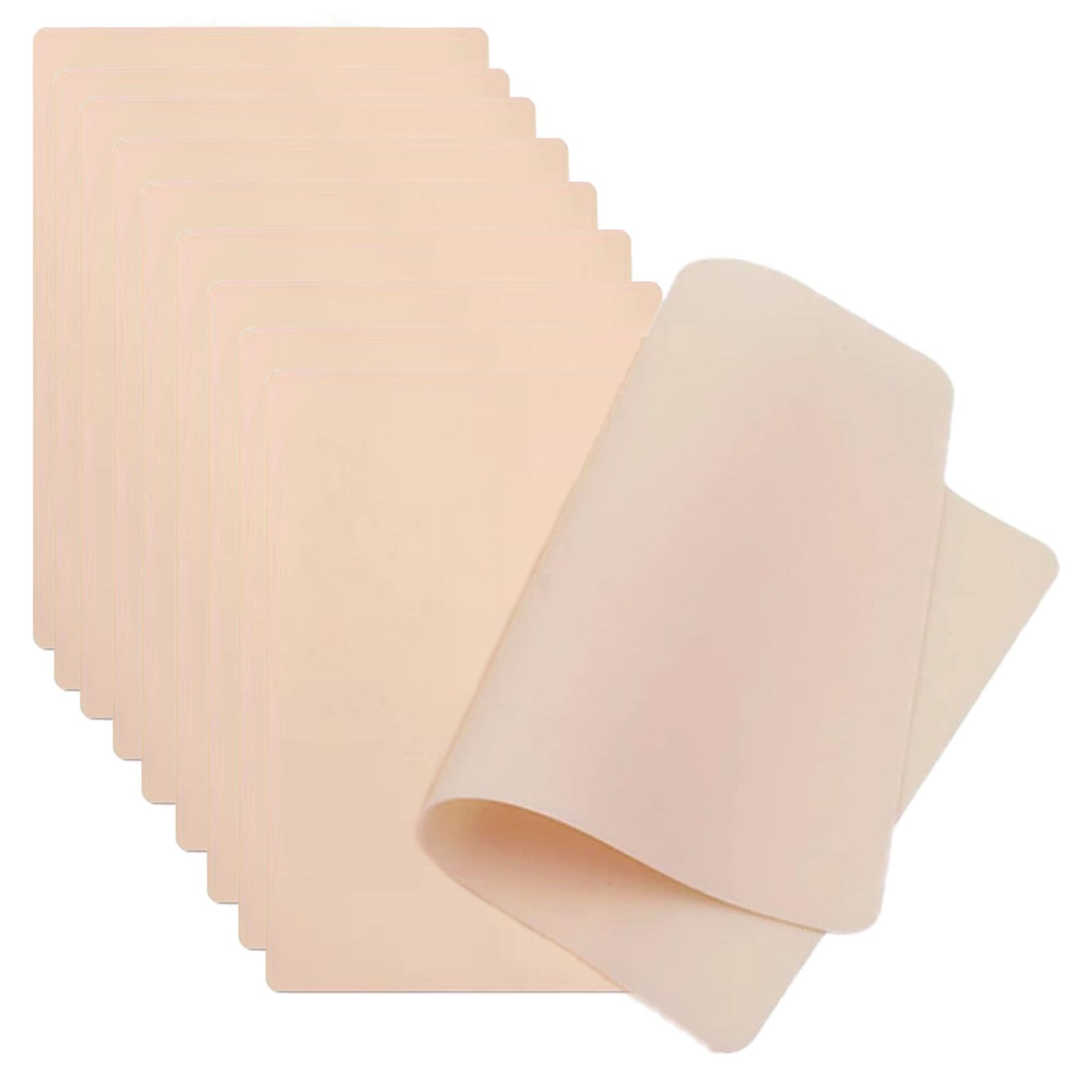 HUIKKJP 10枚セット タトゥー練習スキン 3MM厚手シリコン人工皮膚 両面無地 初心者・アーティスト用 眉毛入れ墨プラクティスフェイクスキン