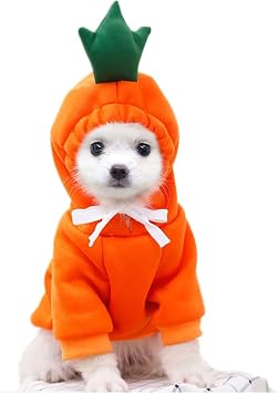 Dog Christmas Halloween Costumes,Dog Hoodies for Small Dogs Cats, Cat Puppy Outfits,Yorkie Chihuahua Pomeranian Clothes Medium, Orange-Carrot