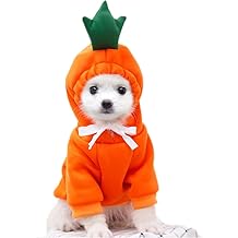 Dog Christmas Halloween Costumes,Dog Hoodies for Small Dogs Cats, Cat Puppy Outfits,Yorkie Chihuahua Pomeranian Clothes (X-Small, Orange-Carrot)