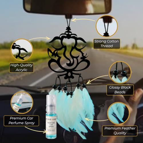 Image of Ganesha Car Hanging Dream Catcher with Free 5 ml Car Perfume Spray