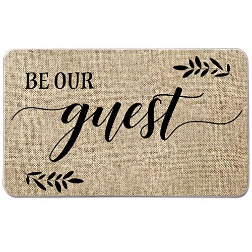 NYDECOR Welcome Mats for Front Door Be Our Guest Door Mat Rustic Quote Farmhouse Doormat Home Floor Mats Non Slip Rubber Entrance Rug for Indoor Outdoor 17x28 inch