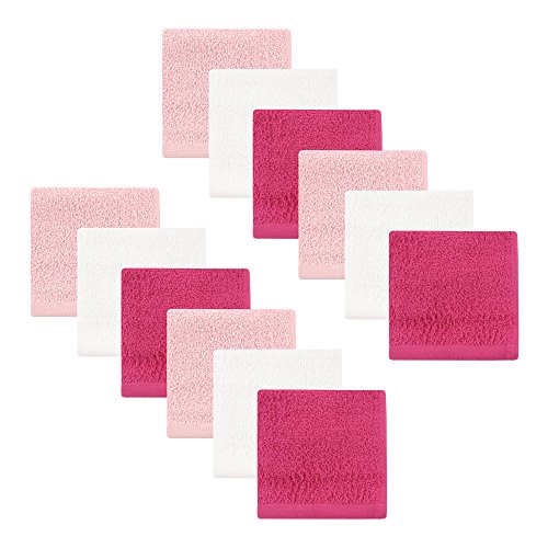 Image of Hudson Baby Unisex Baby Cotton Bundle Washcloths, Basic Pink 12-Pack, 10x10 inches