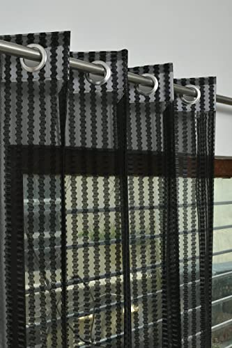 Image of HOME UTSAV 1 Piece Sheer Premium Tissue Net Polyester Curtains for Window 5 Feet, Black