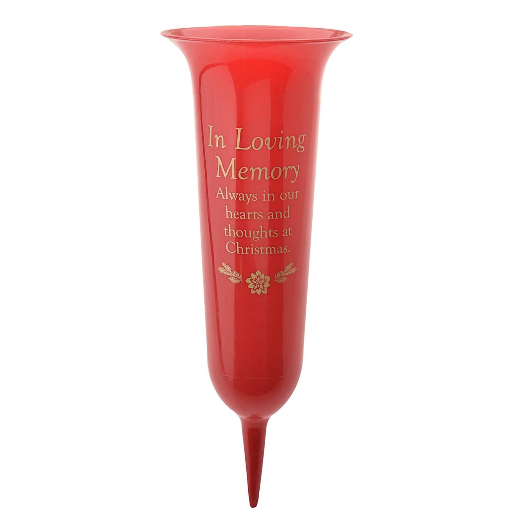 Red Christmas Graveside Memorial Spiked Flower Vase - In Loving Memory