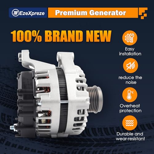 Image of EzeXpreze New Alternator Compatible with 2012-2015 Chevrolet Cruze 1.4L L4, 2016 Chevy Cruze Limited 1.4L L4 130Amp Replace# 13588290, 13581891, 13597227, 95939944