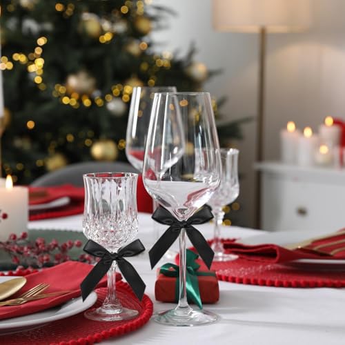 50 Stück Schwarze Satinband Schleifen mit Drehverschluss, Kleine Drehverschluss-Schleifen für Leckereien, Ballons, DIY-Bastelarbeiten, Champagnerflaschen-Verpackung, Kuchen-Dekorationen