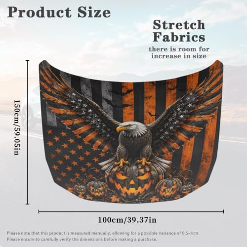 Image of Halloween Eagle Design Car Hood Cover Protector for SUV Sedans Trucks 59x39 Inch Stretchable Car Hood Wrap Blankets Waterproof Sun Proof Auto Patriotic Decorations