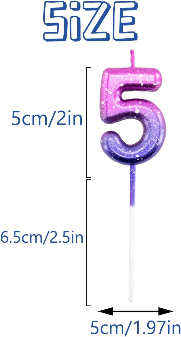 Purple Birthday Number Candles 10, Glitter Happy Birthday Candles for Cake Topper Decoration for Party Wedding Anniversary Celebration Supplies Girls Boys