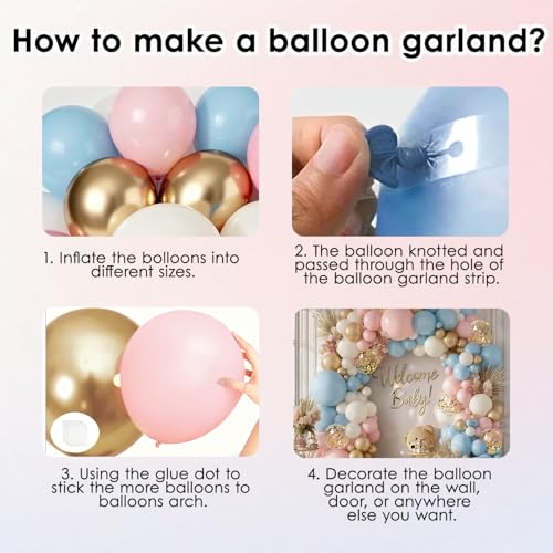 Image of Gender Reveal Pink and Blue Balloon Arch Kit 129 PCs
