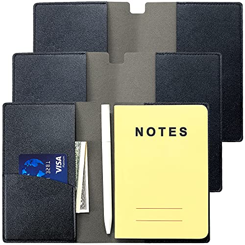3 Pieces PU Leather Notebook Cover Handmade Vintage Binder Cover Pocket Journal Cover Leather Planner Organizer Hardcover for 3.5 x 5.5 Inch Note, Journal, Budget, Diary, Black 3 Pieces PU Leather Notebook Cover Handmade Vintage Binder Cover Pocket Journal Cover Leather Planner Organizer Hardcover for 3.5 x 5.5 Inch Note, Journal, Budget, Diary, Black