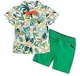 Conjuntos de 2 piezas de pantalones cortos casuales para bebés: 1 * camiseta de manga corta con botones + 1 * pantalones cortos de color sólido. Blusa estampada veraniega con pantalón corto casual de un solo color.