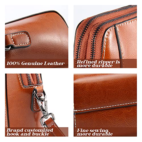 Image of Genuine Leather Small Crossbody Bags for Women | Lightweight Shoulder Purse, Designer Handbag with Adjustable Strap, Casual Travel Everyday Bag