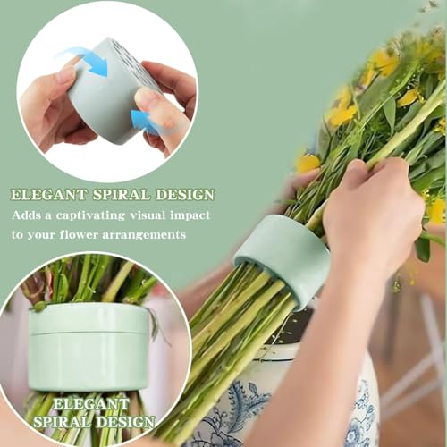 fairytell Spiralförmiger Blumenhalter Set, 6 Stück Ikebana Vaseneinlagen, Wiederverwendbare Blumenstielhalter, 7 cm, Gelb/Grün/Grau