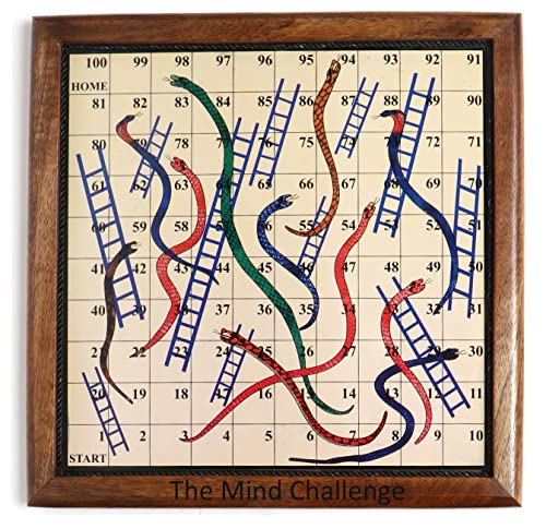 Image of Handmade Magnetic Wooden Classic Snakes And Ladders Travel Board Game, Big Kid