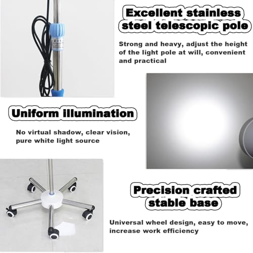 Mobilna lampa LED do badań ginekologicznych, obracana o 360°, lampa stojąca, z regulacją wysokości, dla zwierząt domowych, dodatkowe oświetlenie chirurgiczne do klinik.