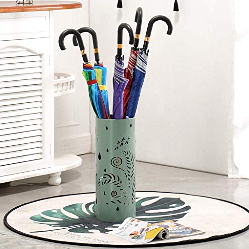 Support parapluie pour sol propre avec récupérateur d'eau intégré en métal vert
