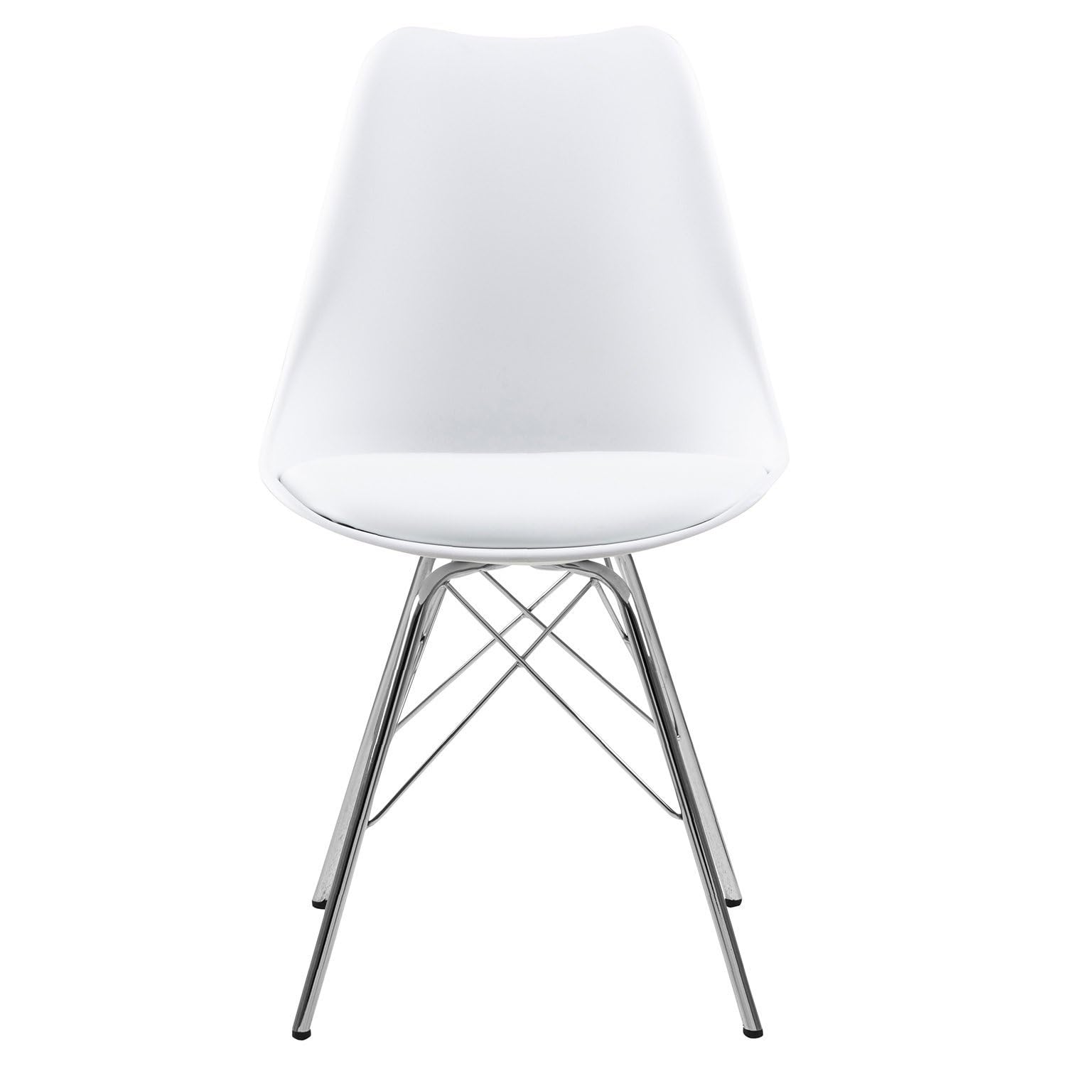 AC Design Furniture Sedia di design Emanuel, in plastica, dimensioni: 48,5 x 85,5 x 54 cm (larghezza x altezza x lunghezza), 4 pezzi, bianco e cromato, 80739
