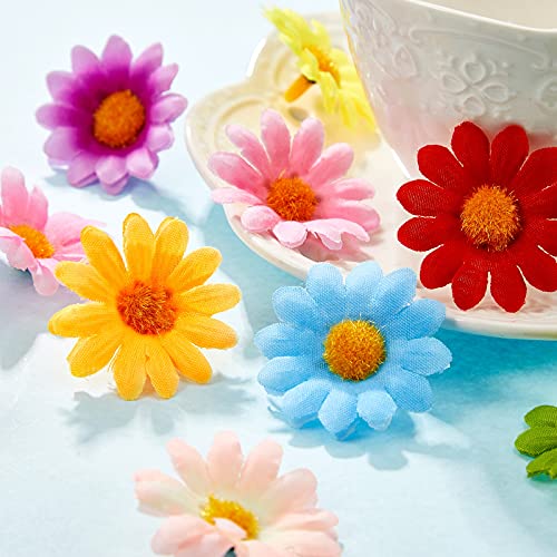 200 Pieces Faux Daisy Flowers Heads Fabric Daisy Flower Faux Daisies Craft For Wedding Decoration Diy Wreath Scrapbooking Craft Festival Home Party Decor Faux Flower (Multi Colors) #TOP5