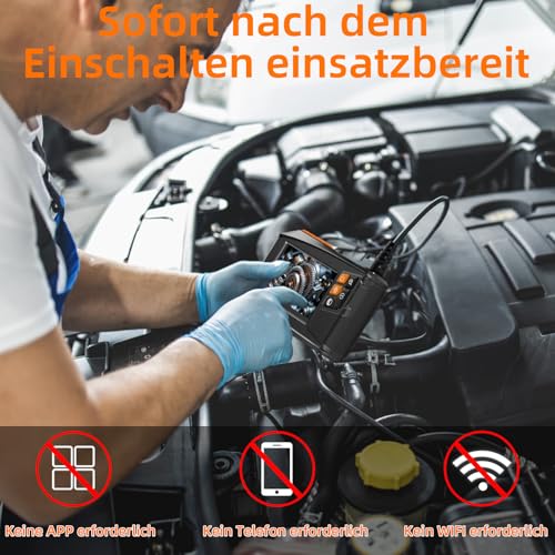 Endoskopkamera mit Licht 10m, Ennovor 1080P HD Digital Endoscope mit 4.3-Zoll-IPS- Bildschirm, IP67 Wasserdicht Rohrkamera mit 8 einstellbaren LEDs, 8mm Schlangenkamera Inspektionskamera