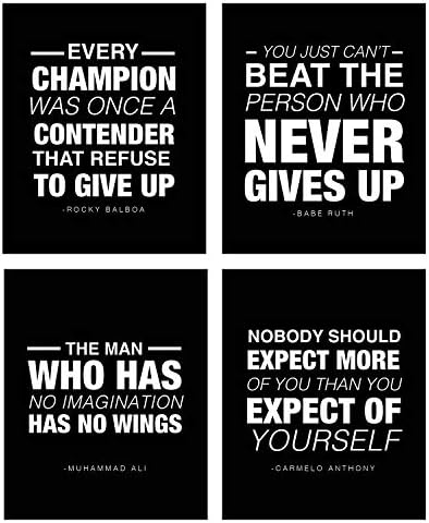 (4 Pack) Motivational Quote Workout Gym Posters 8 x 10 Inspirational Teen Boy Girl Athlete Fitness Success Sports Goal Hard Work Decor. Great for Classroom Posters And Gym Decor! (Sports Vol 1)