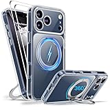 KUPEKIS Magnetic for iPhone 17 Pro Case Non-Yellowing [2 x Screen Protector] Compatible with MagSafe Military Grade 17 FT Drop Shockproof Full Camera Protection 360° Spin Stand Phone Cover Clear