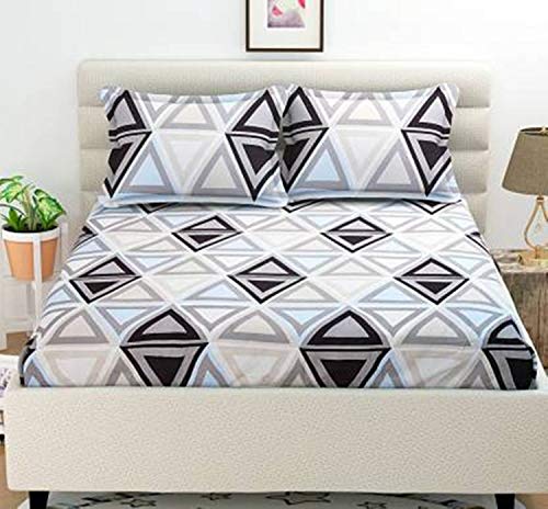 JEOURDH Microfiber 160 TC Elastic Fitted Double Bedsheets Glace Cotton with 2 Pillow Covers | Best Suitable for 4-8 Inch…