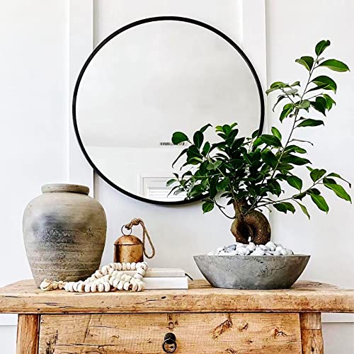 Image of HARRITPURE Round Mirror 35.4 inch Black Wall Mounted Circle Mirror with Aluminum Alloy Frame Modern Design for Bathroom, Living Room, Vanity, Bedroom, Entryway