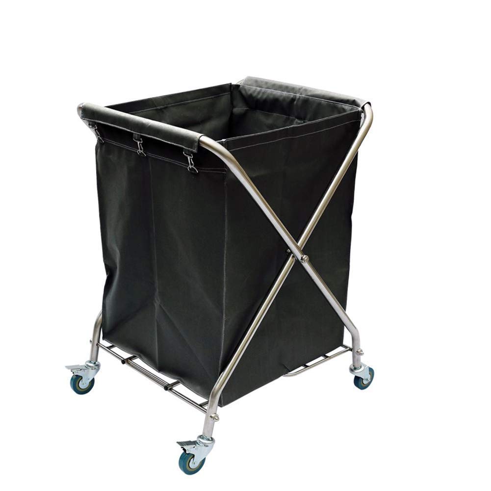 YGCBL Multifunctional Storage Trolley,Household Serving Cart Commercial Folding Laundrys Sorter Cart Hotel Linen Trolley Laundry Hamper on Wheels with Removable Bags Movable Hand Trucks,Black,Black