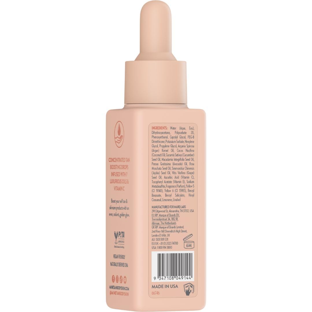 Minetan Illuminating Glow Tan Drops | Clear Facial Self Tanning Bronzer Serum - Daily Tanner Boosting Drops, Face & Body, Infused wtih Vitamin C, Hydrating, Radiant Skin Finish, 1.3 Fl Oz