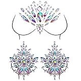 Crystal Breast Gems and Rhinestone Chest Jewels Body Gems Pasties Jewelry Glitter for Women Festival Rave Party Outfit