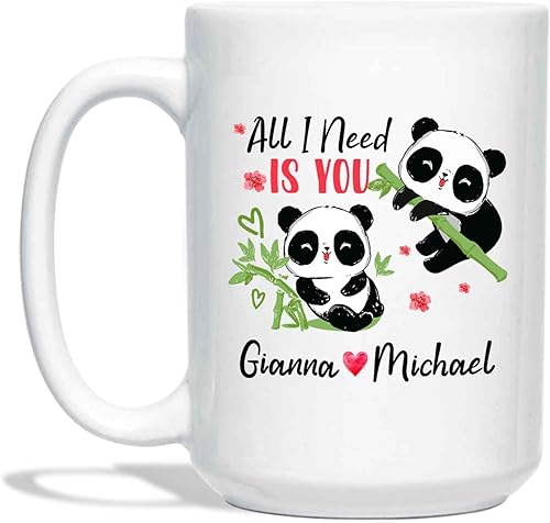 Miniatura 7 de Taza de café con nombre inicial personalizable, regalo de panda para ella, regalo de panda para él, taza de té de panda personalizada con nombre,
