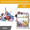 Kinghouse Rolling Sports Equipment Organizer with Wheels, Garage Ball Storage Rack for Basketball, Toys, for Garage, Indoor, Gym, Outdoo, Includes Metal Storage Bin, Bat Holder, Hooks