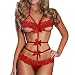 haoricu Lingerie Set, 2017 Women Fashion Lingerie Lace Babydoll Underwear Bra+Pants Set (M, Red 1)