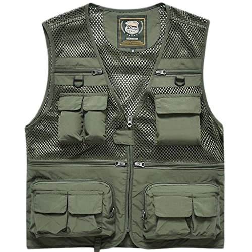 Gilet d'été en maille pour hommes RJJ veste de pêche verte 2XL